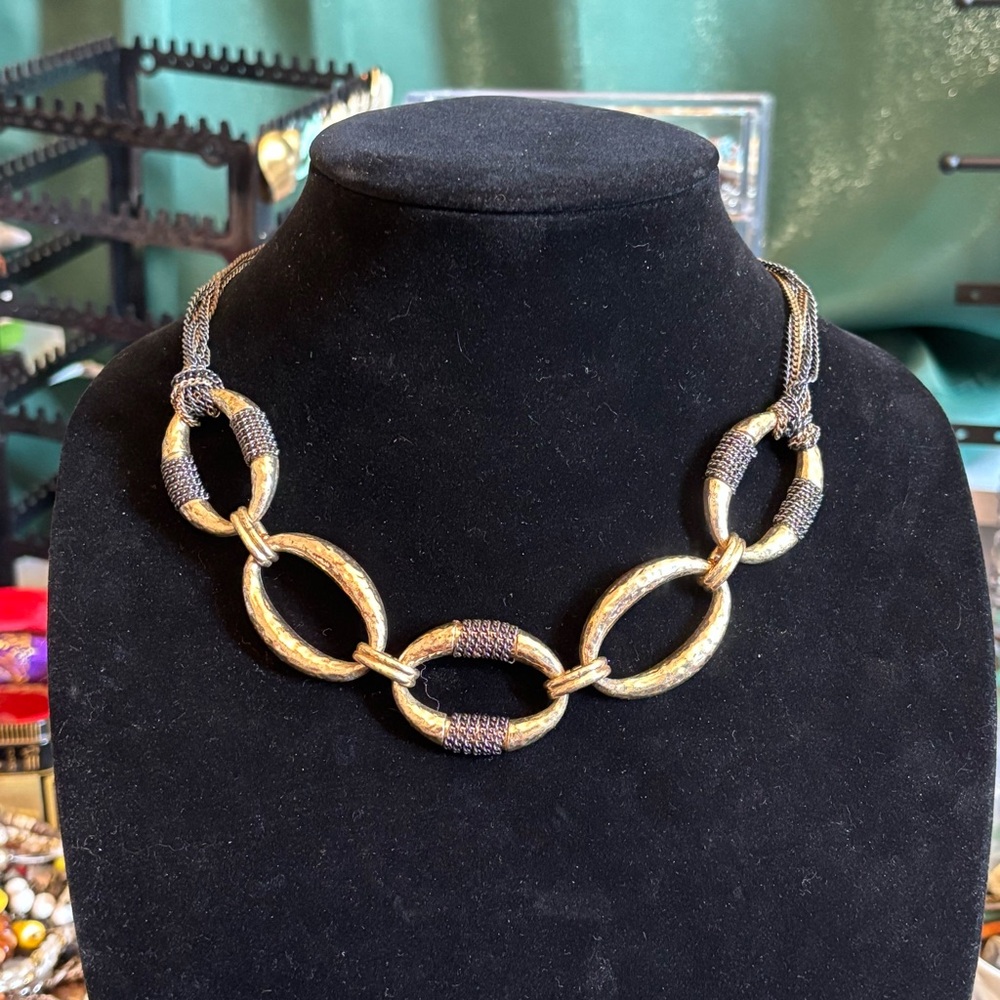Alfani Gold and Black Oval Link Necklace